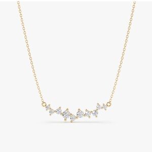 BRAND NEW cluster diamond necklace. 14k gold. 15 inches.